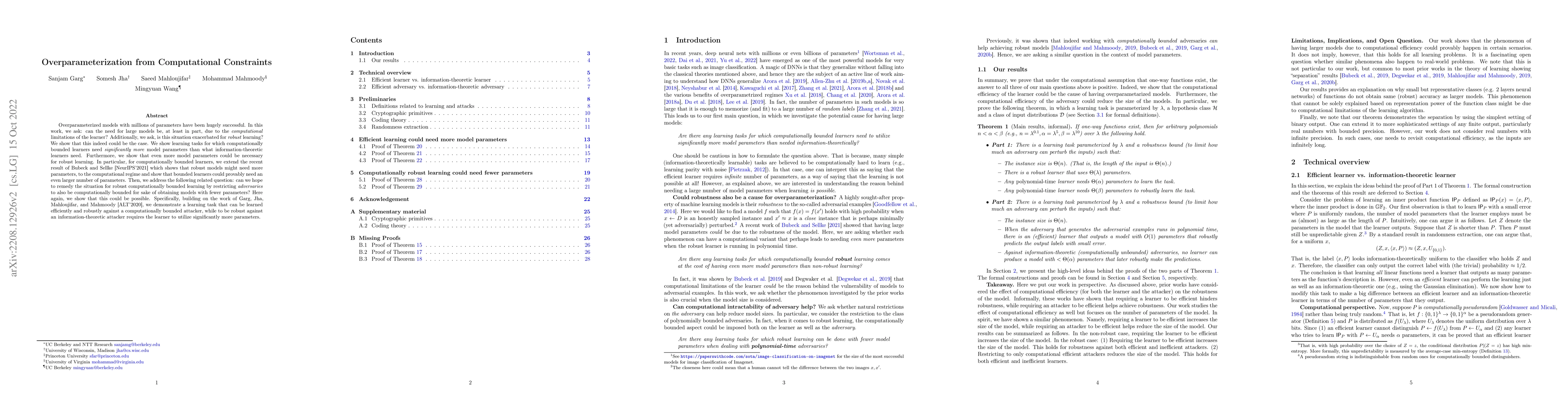 Thumbnail for Overparameterization from Computational Constraints