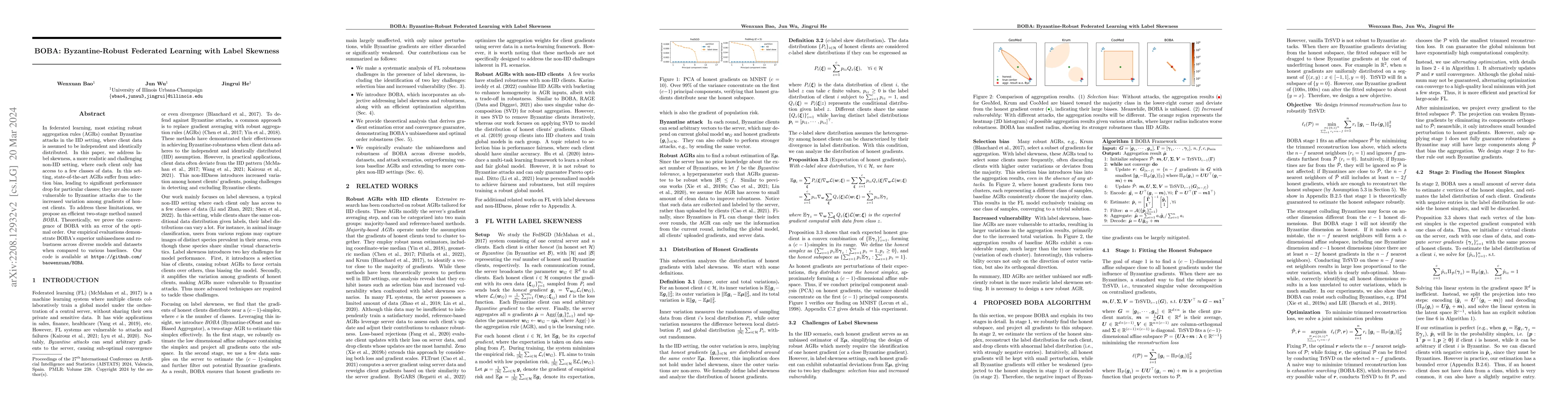 Thumbnail for BOBA: Byzantine-Robust Federated Learning with Label Skewness