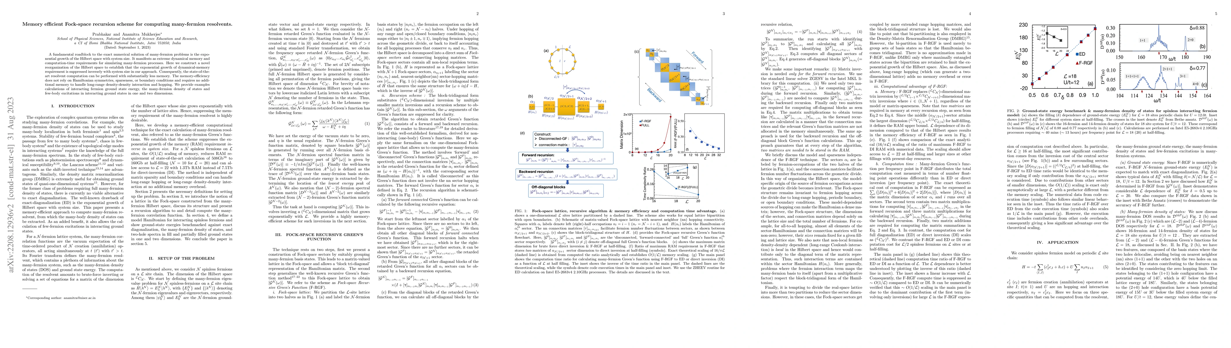 Thumbnail for Memory efficient Fock-space recursion scheme for computing many-fermion
  resolvents