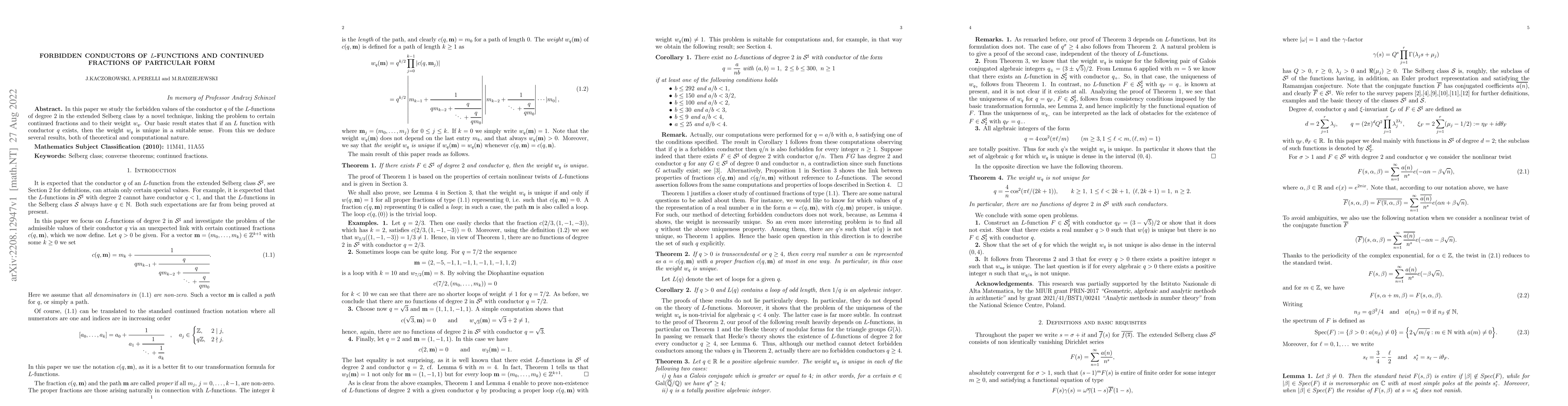 Thumbnail for Forbidden conductors of L-functions and continued fractions of
  particular form