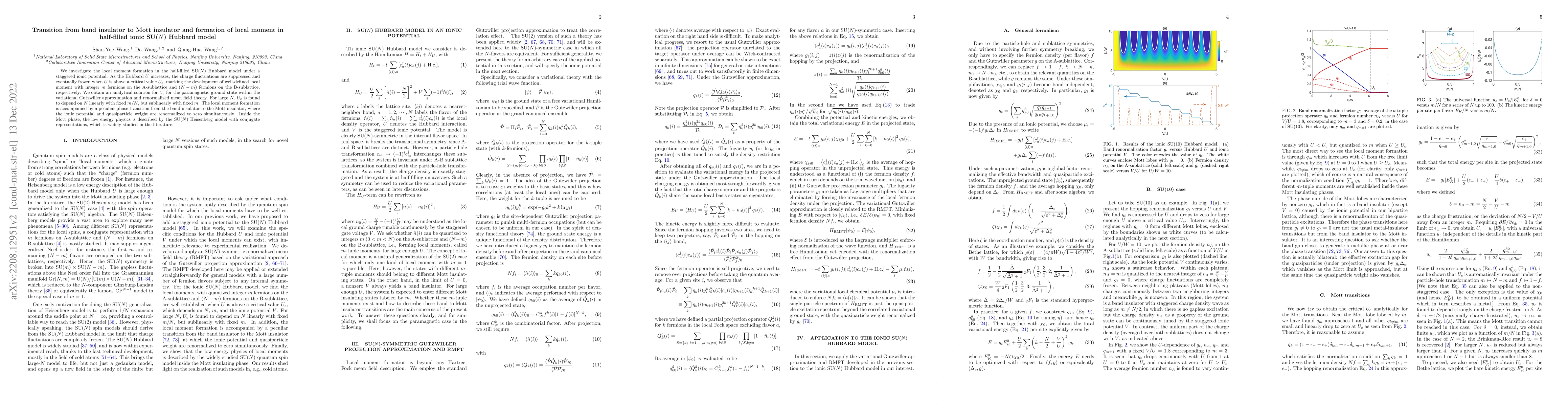 Thumbnail for Transition from band insulator to Mott insulator and formation of local
  moment in half-filled ionic SU($N$) Hubbard model