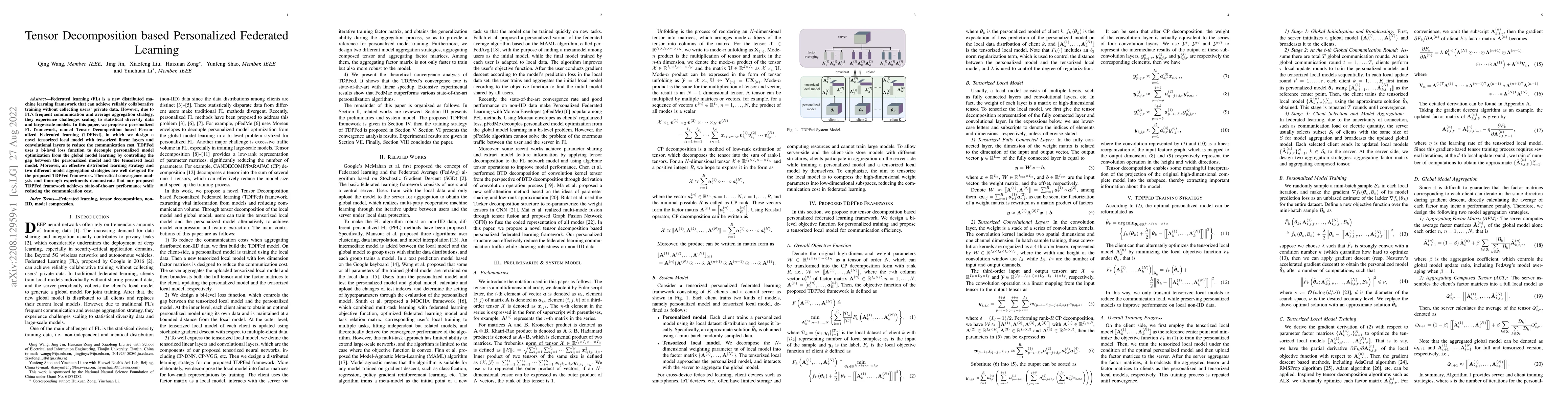 Thumbnail for Tensor Decomposition based Personalized Federated Learning