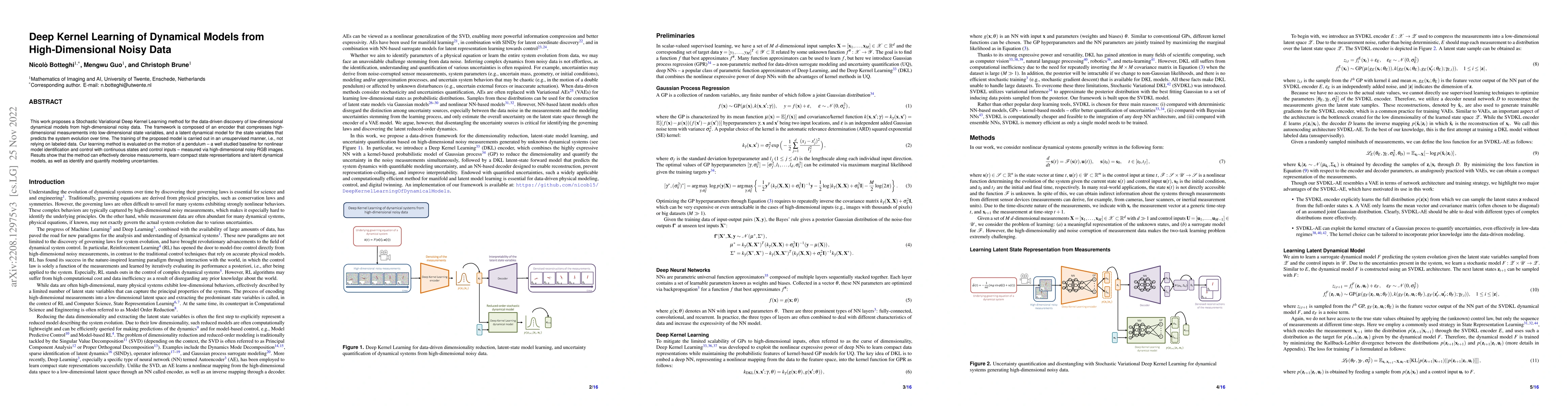 Thumbnail for Deep Kernel Learning of Dynamical Models from High-Dimensional Noisy
  Data