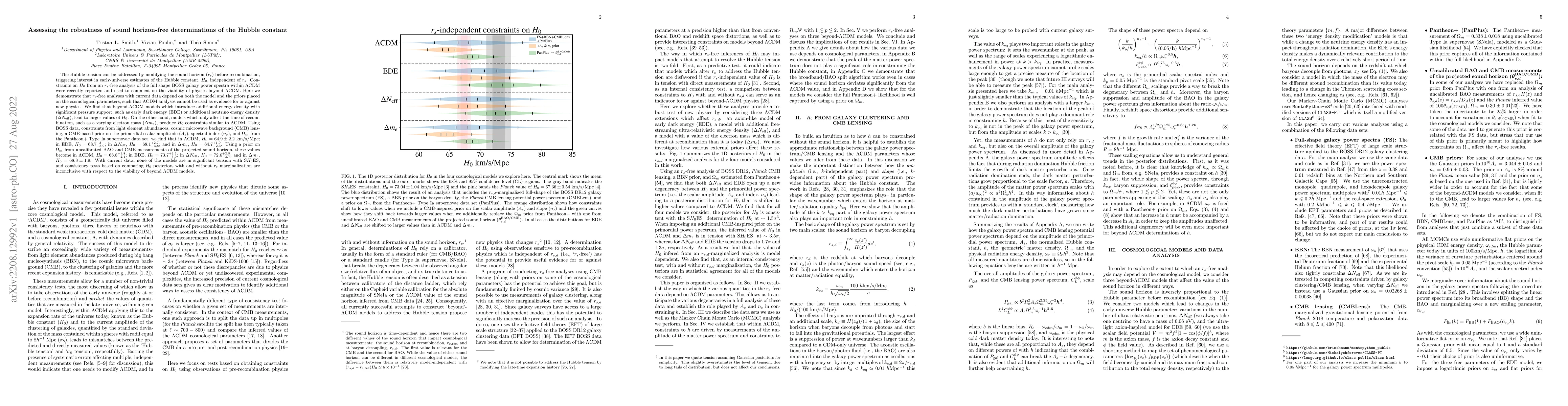 Thumbnail for Assessing the robustness of sound horizon-free determinations of the
  Hubble constant