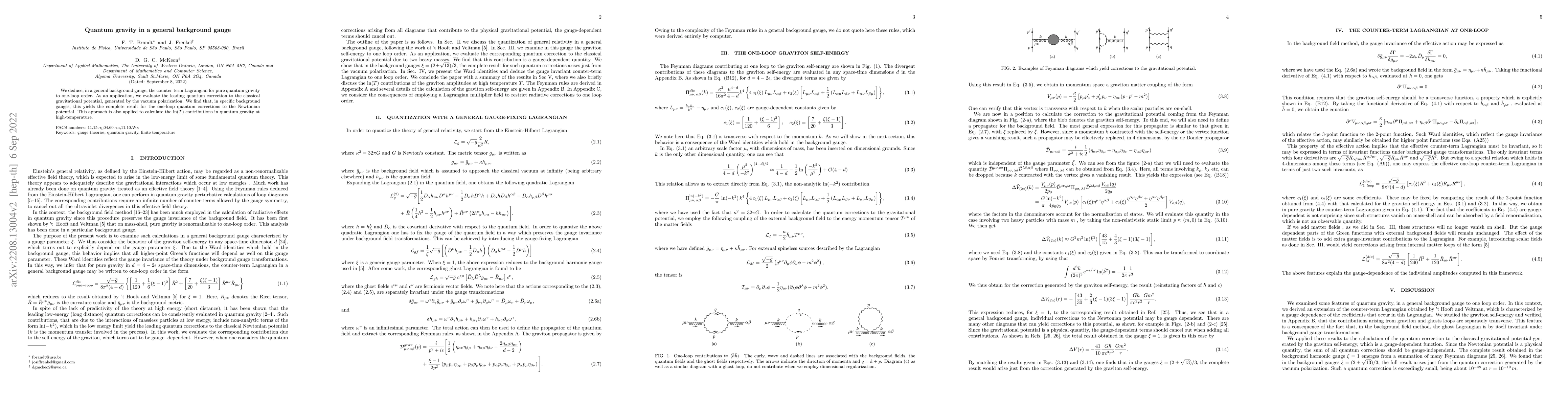 Thumbnail for Quantum gravity in a general background gauge
