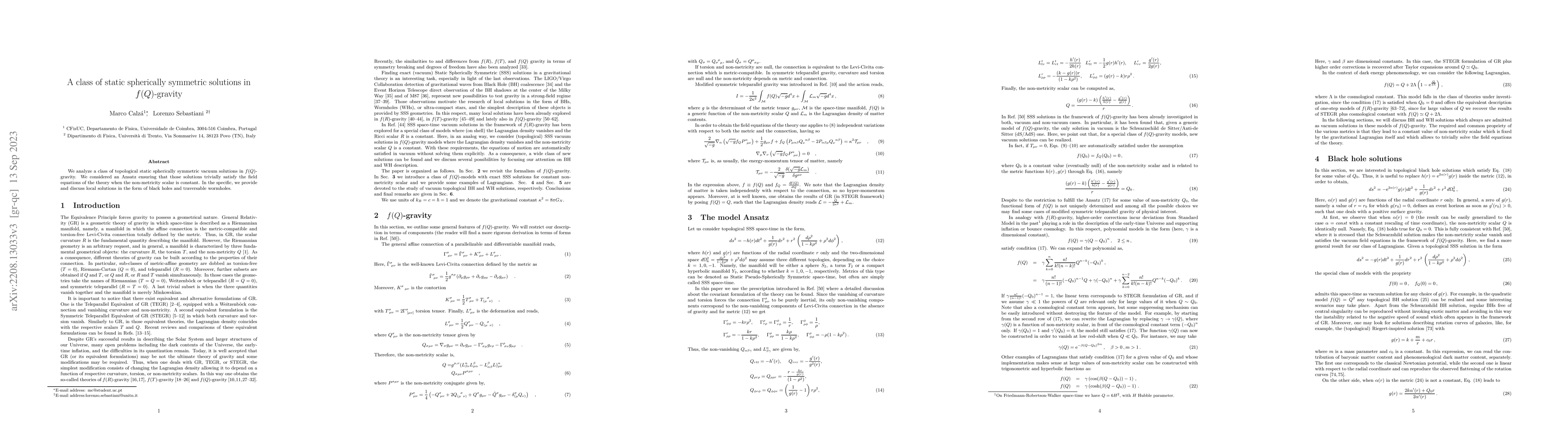 Thumbnail for A class of static spherically symmetric solutions in $f(Q)$-gravity