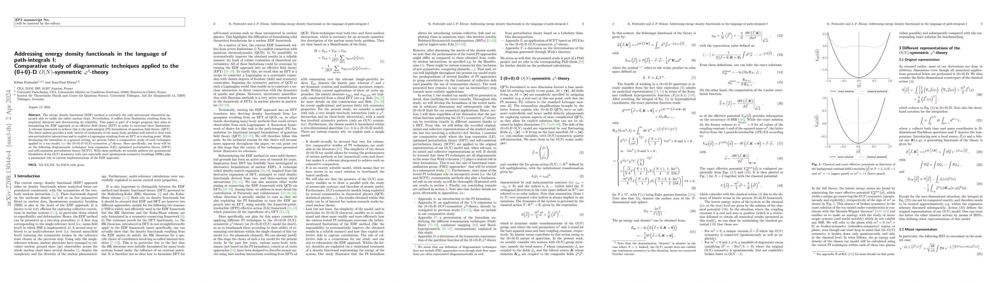 Thumbnail for Addressing energy density functionals in the language of path-integrals
  I: Comparative study of diagrammatic techniques applied to the (0+0)-D
  $O(N)$-symmetric $\varphi^{4}$-theory