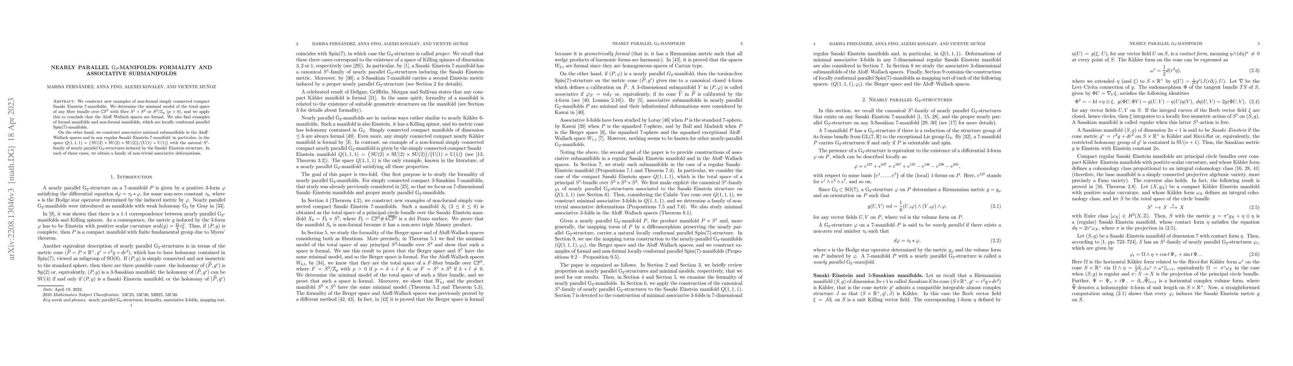 Thumbnail for Nearly parallel $G_2$-manifolds: formality and associative submanifolds