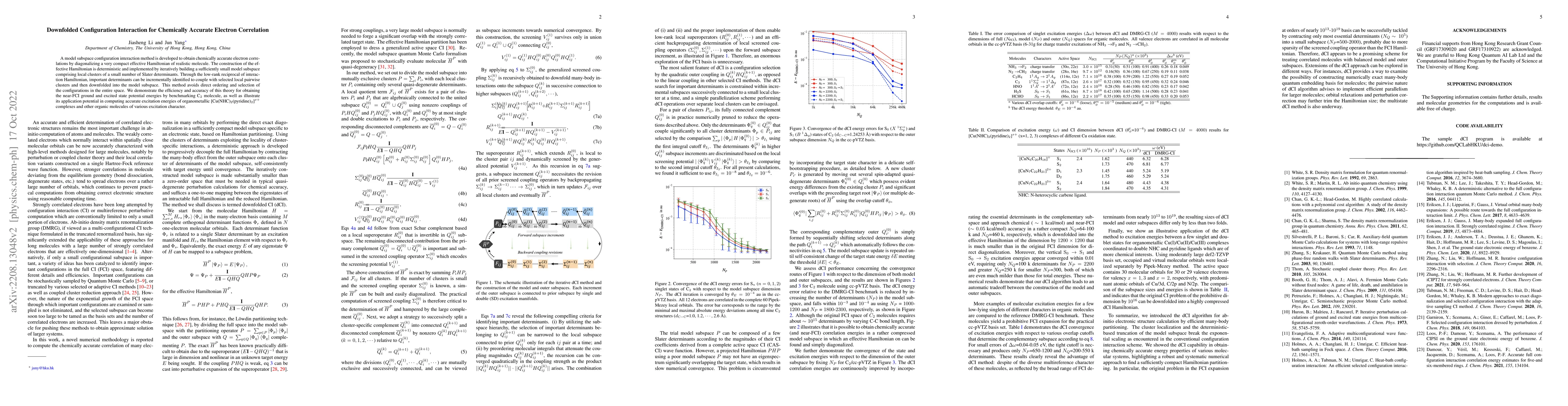 Thumbnail for Downfolded Configuration Interaction for Chemically Accurate Electron
  Correlation