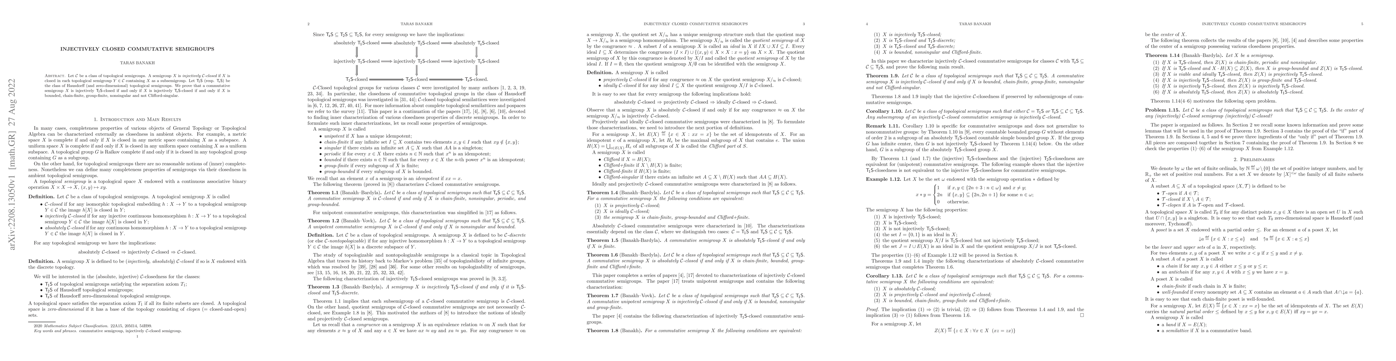 Thumbnail for Injectively closed commutative semigroups
