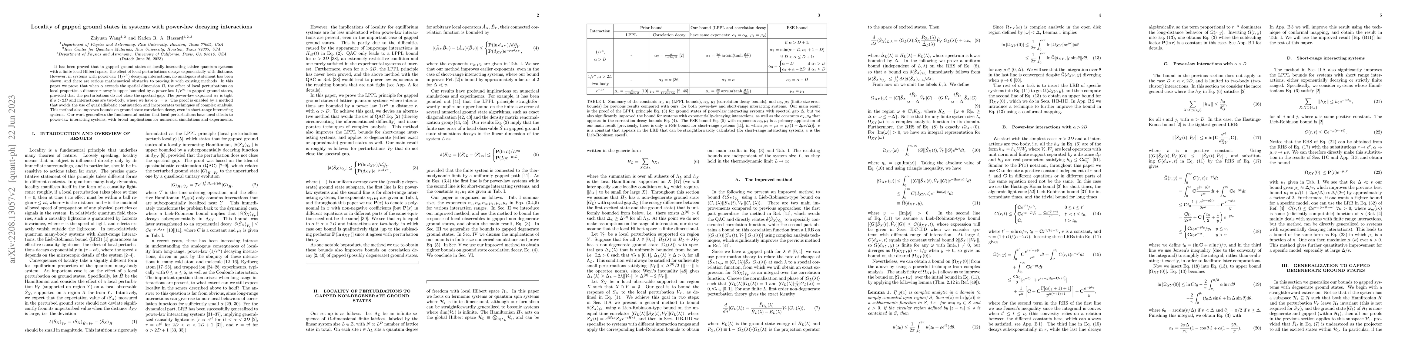 Thumbnail for Locality of gapped ground states in systems with power-law decaying
  interactions