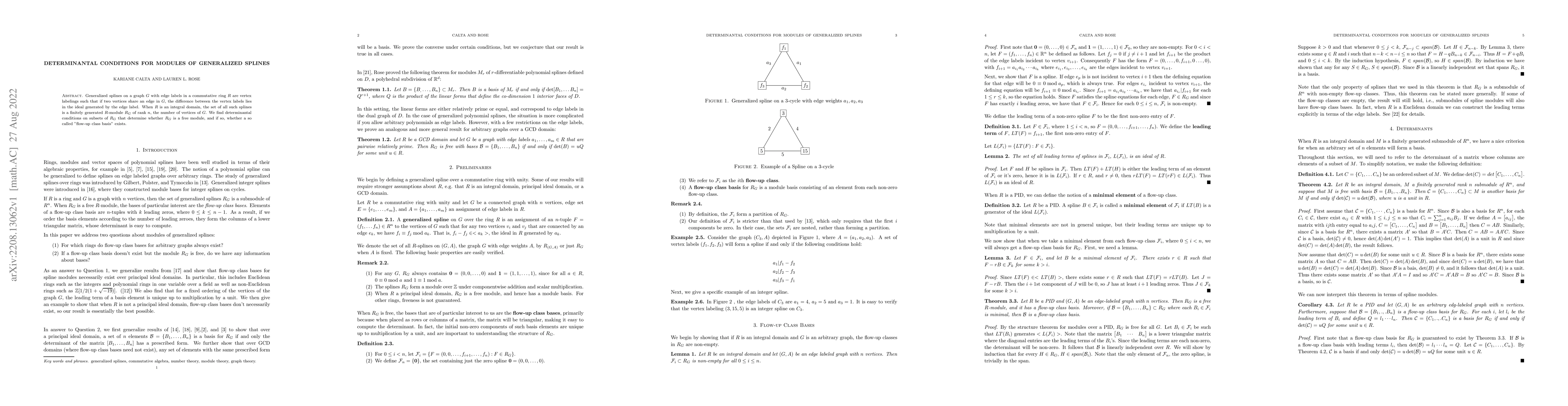 Thumbnail for Determinantal Conditions for Modules of Generalized Splines