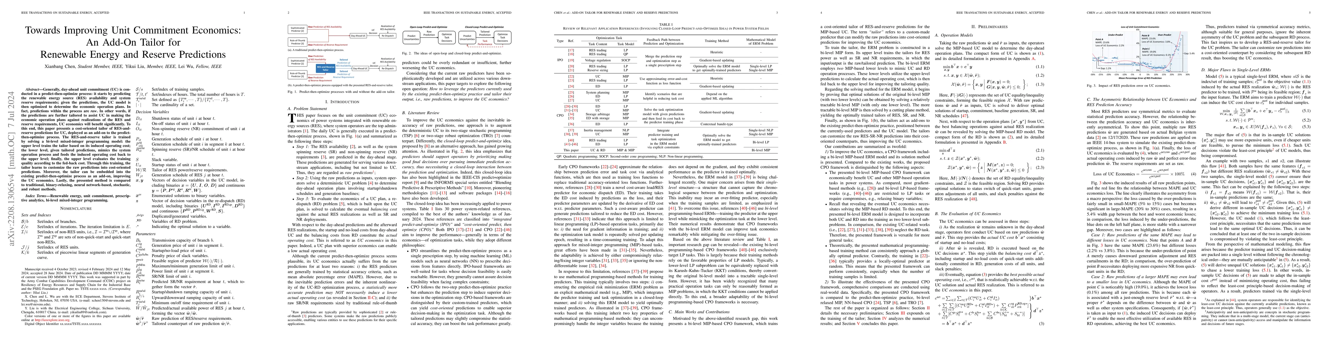 Thumbnail for Towards Improving Unit Commitment Economics: An Add-On Tailor for
  Renewable Energy and Reserve Predictions
