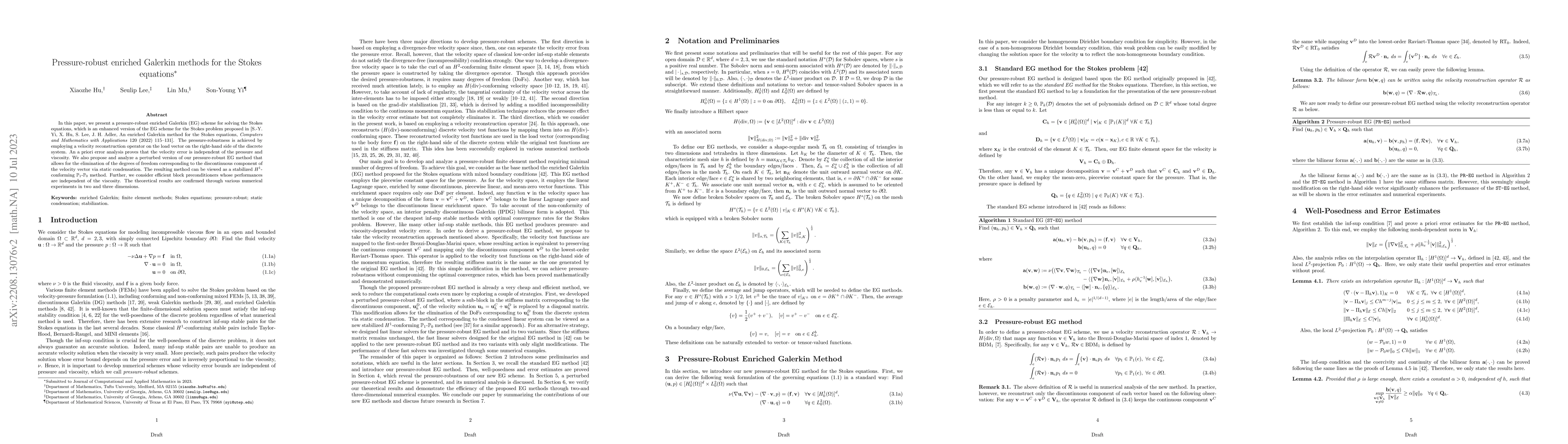 Thumbnail for Pressure-robust enriched Galerkin methods for the Stokes equations