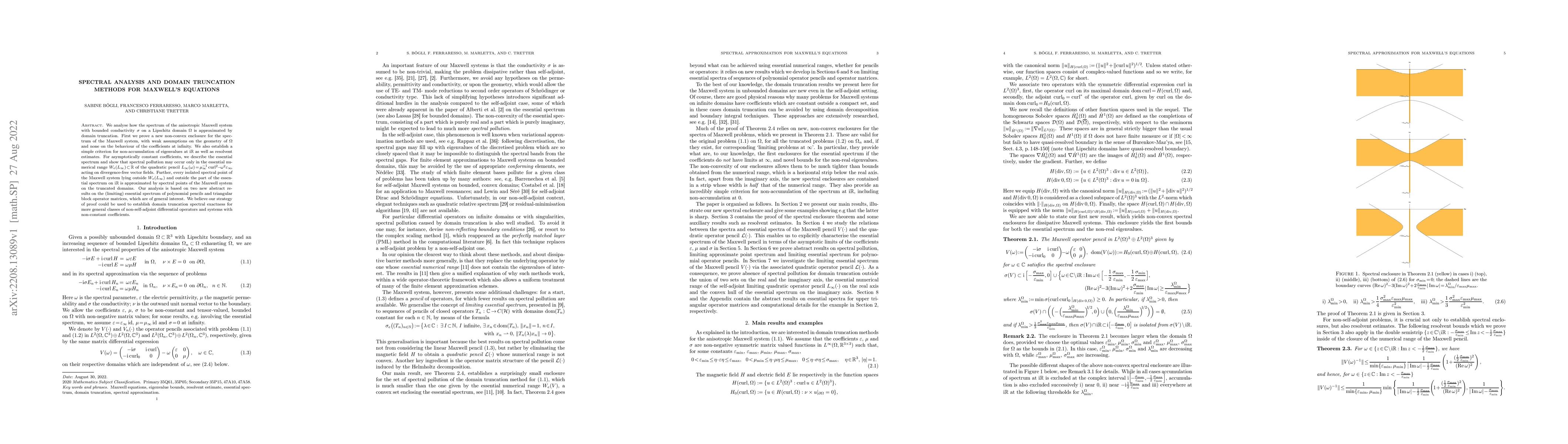 Thumbnail for Spectral analysis and domain truncation methods for Maxwell's equations