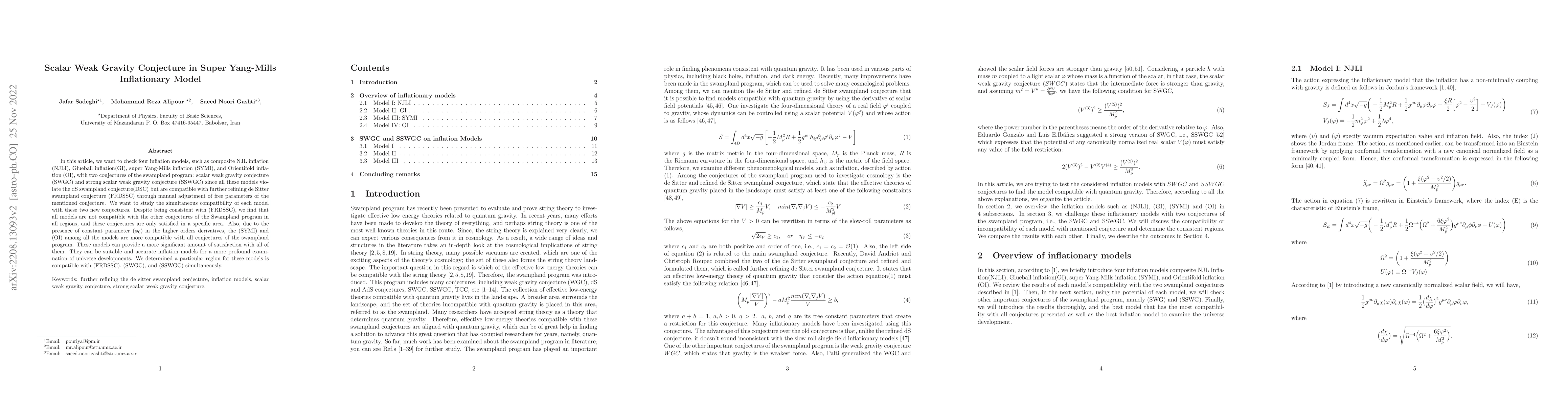 Thumbnail for Scalar Weak Gravity Conjecture in Super Yang-Mills Inflationary Model