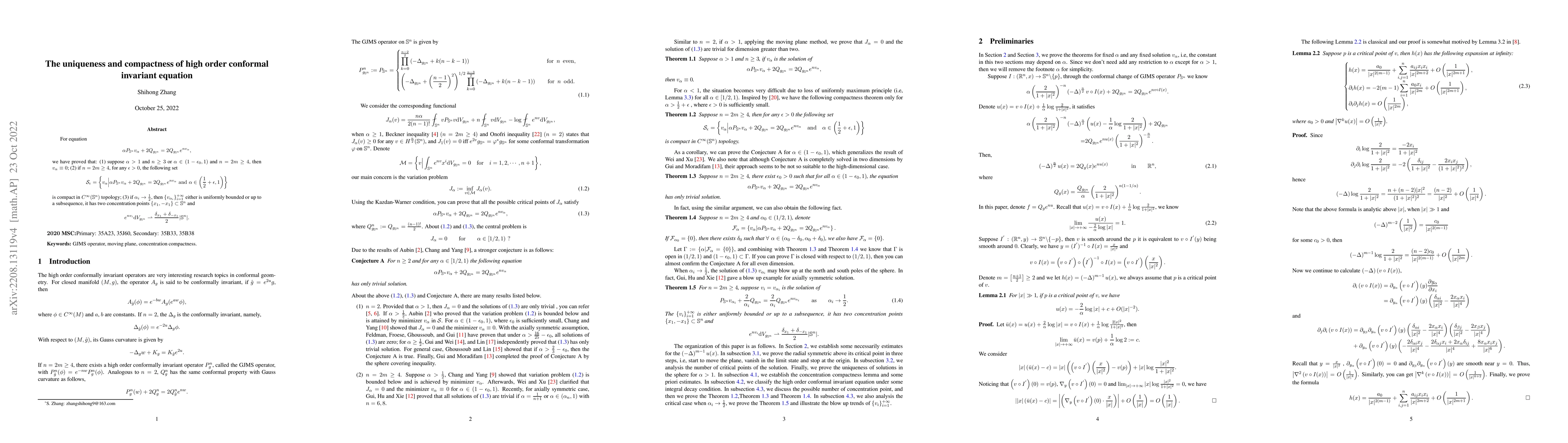Thumbnail for Uniqueness and compactness of high order conformal invariant equation