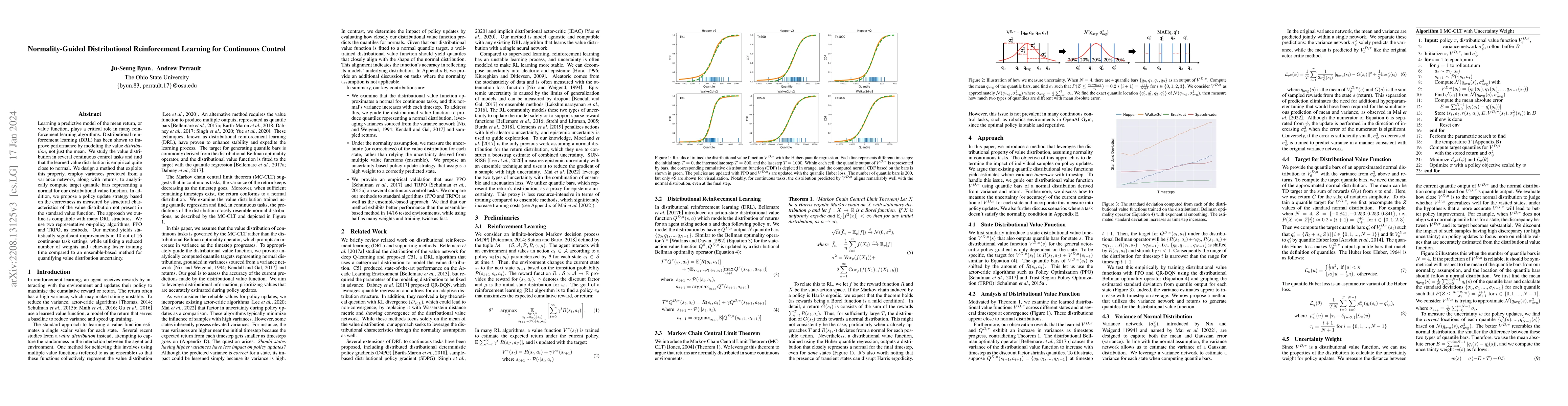 Thumbnail for Normality-Guided Distributional Reinforcement Learning for Continuous
  Control