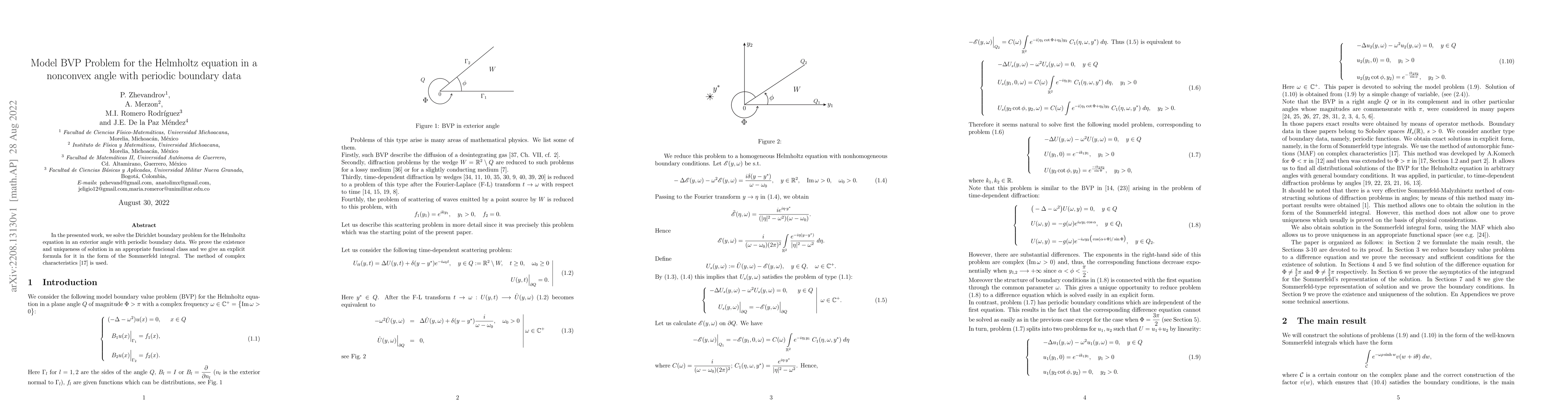 Thumbnail for Model BVP problem for the Helmhotz equation in a nonconvex angle with
  periodic boundary data