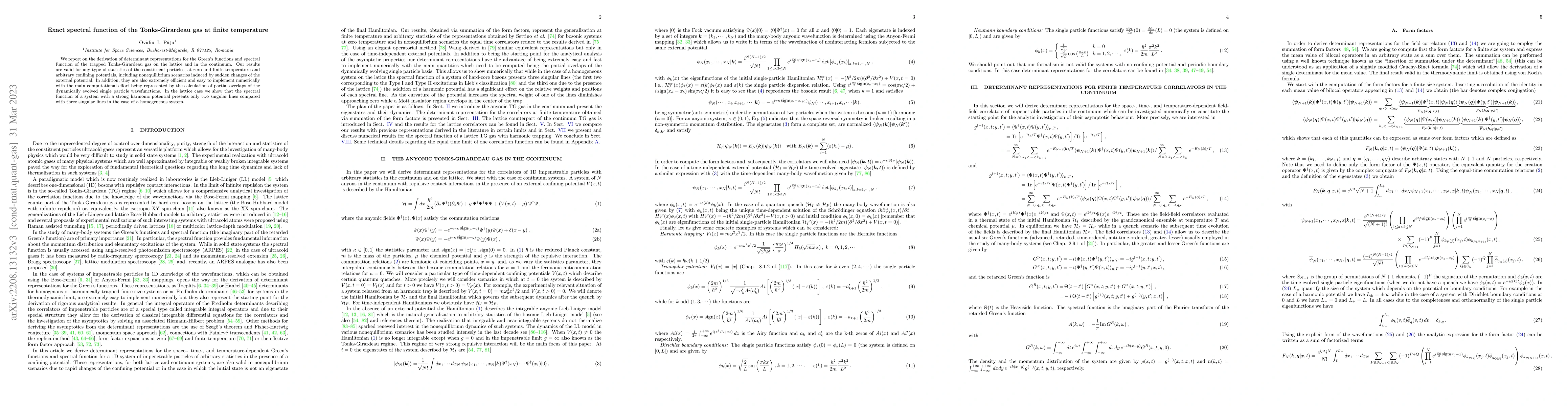 Thumbnail for Exact spectral function of the Tonks-Girardeau gas at finite temperature