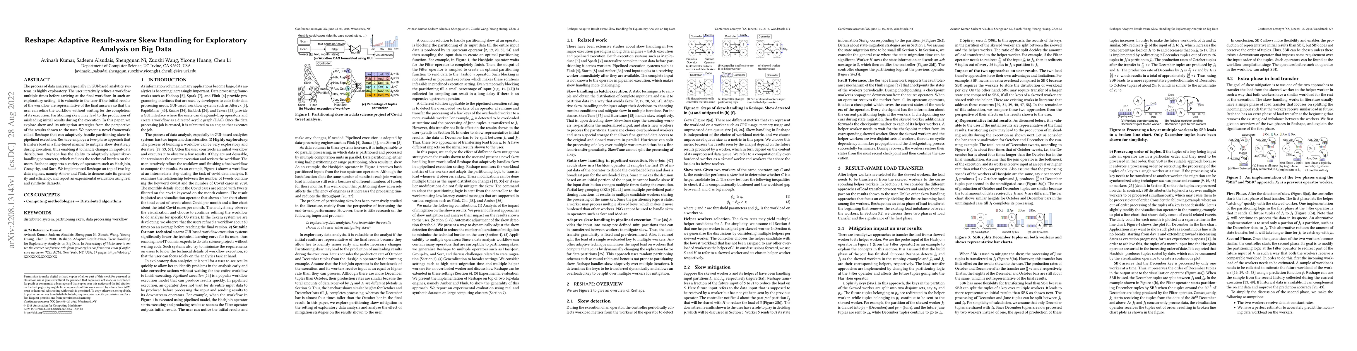 Thumbnail for Reshape: Adaptive Result-aware Skew Handling for Exploratory Analysis on
  Big Data