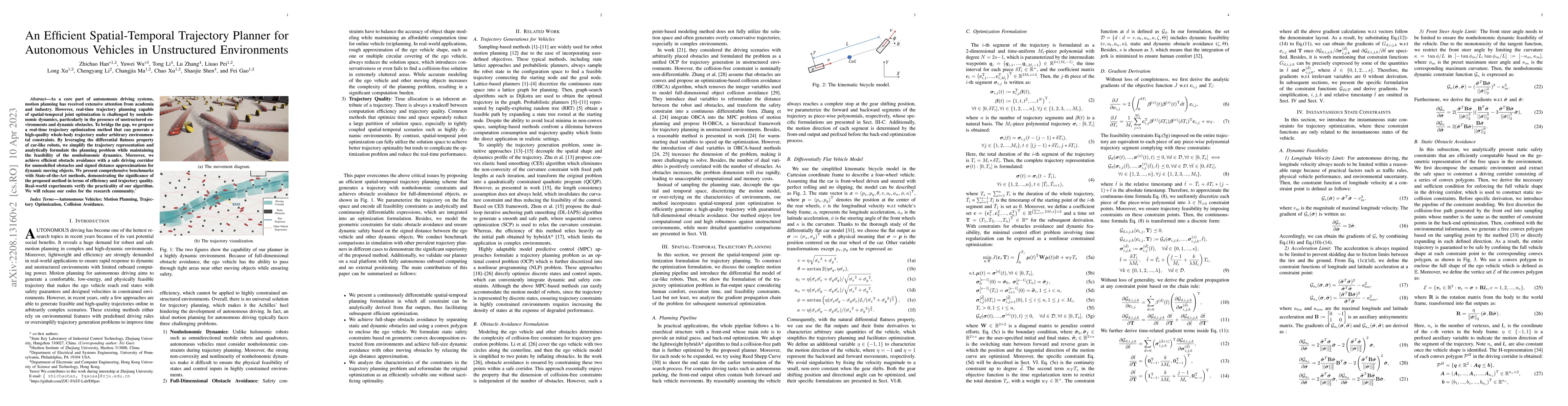 Thumbnail for An Efficient Spatial-Temporal Trajectory Planner for Autonomous Vehicles
  in Unstructured Environments