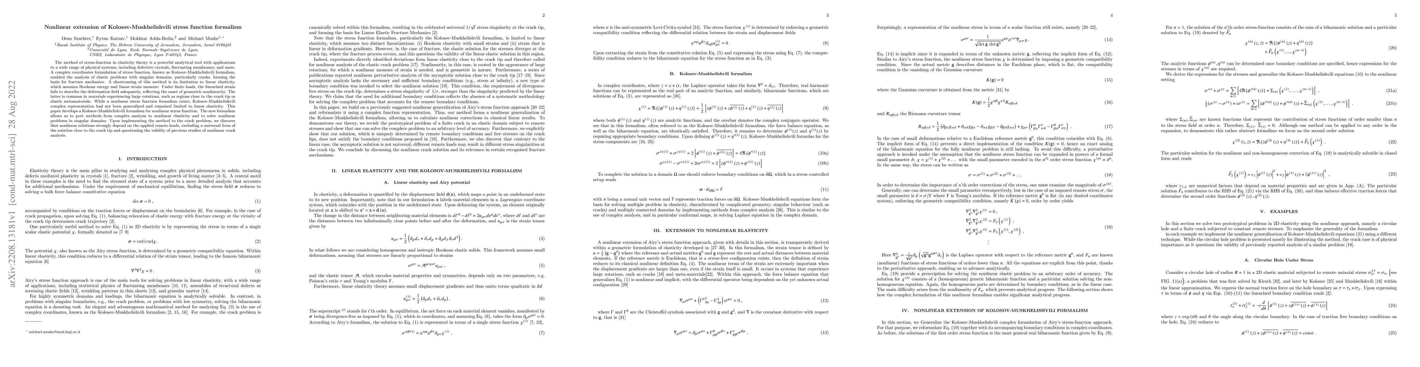 Thumbnail for Nonlinear extension of Kolosov-Muskhelishvili stress function formalism