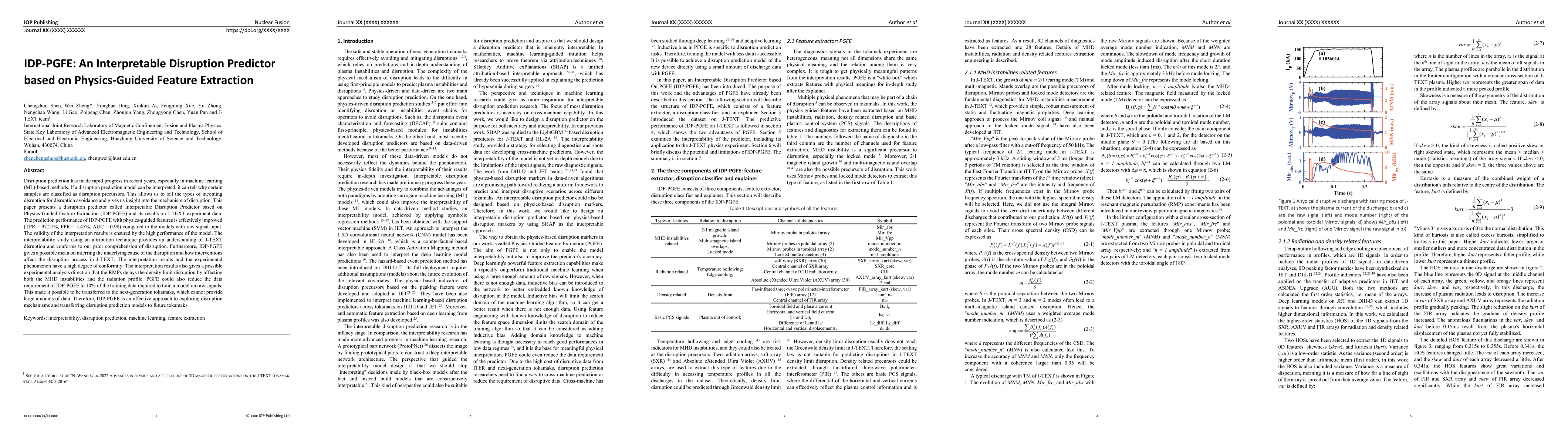 Thumbnail for IDP-PGFE: An Interpretable Disruption Predictor based on Physics-Guided
  Feature Extraction