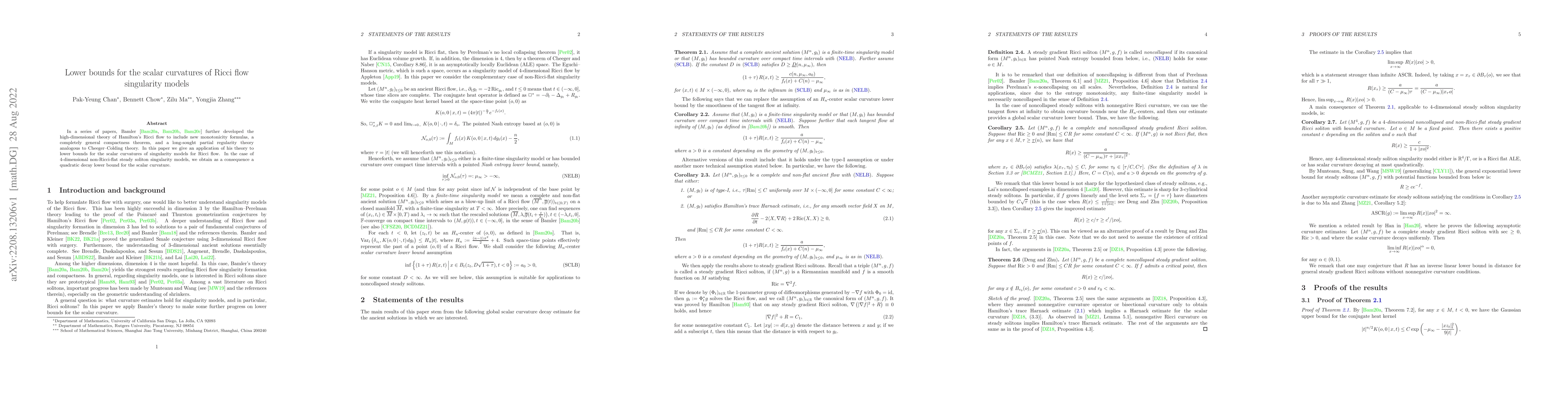 Thumbnail for Lower bounds for the scalar curvatures of Ricci flow singularity models