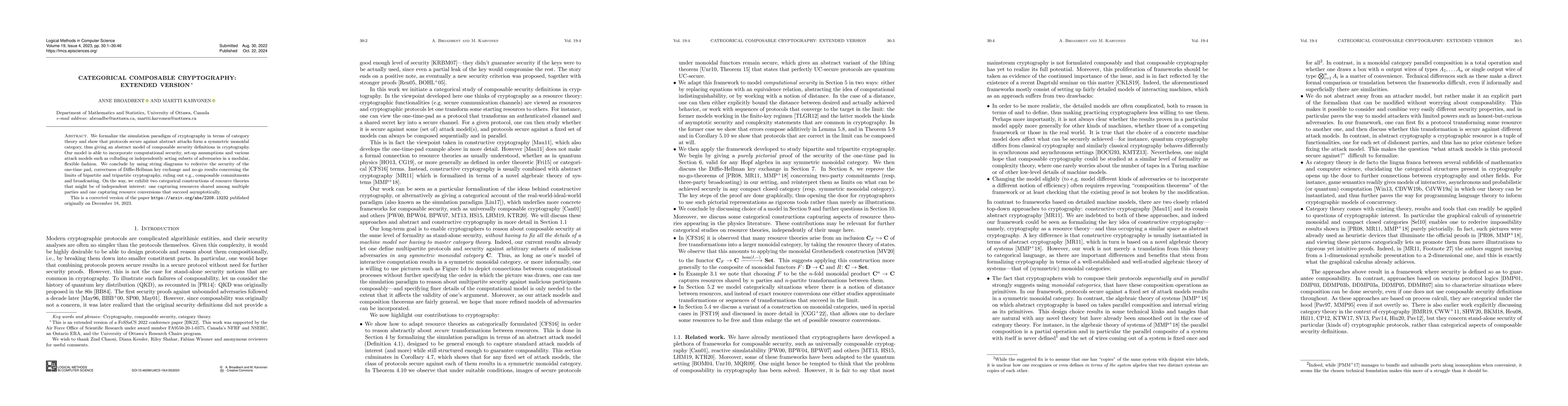 Thumbnail for Categorical composable cryptography: extended version