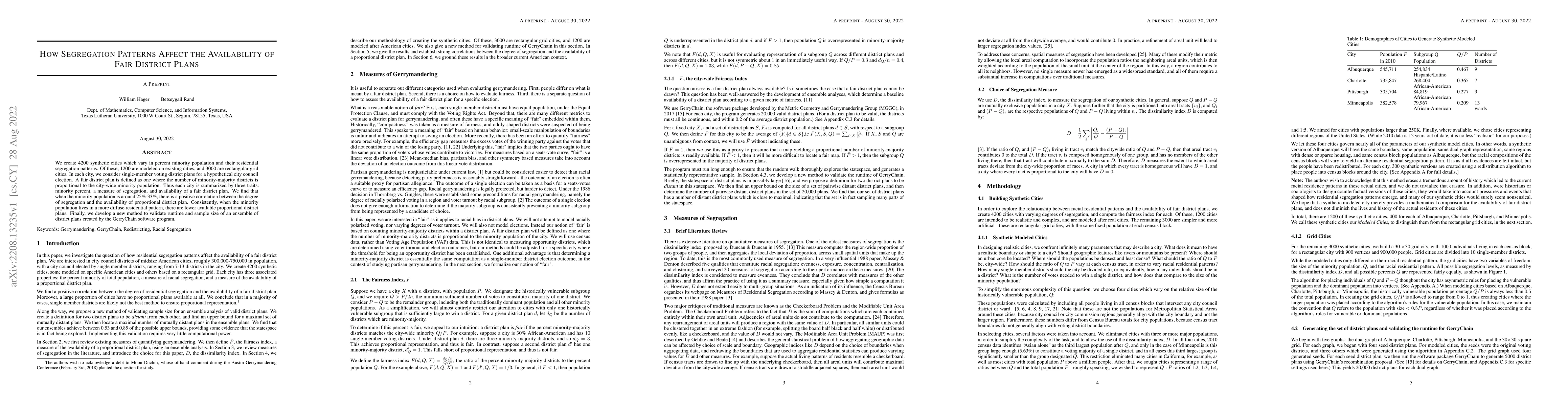 Thumbnail for How Segregation Patterns Affect the Availability of Fair District Plans
