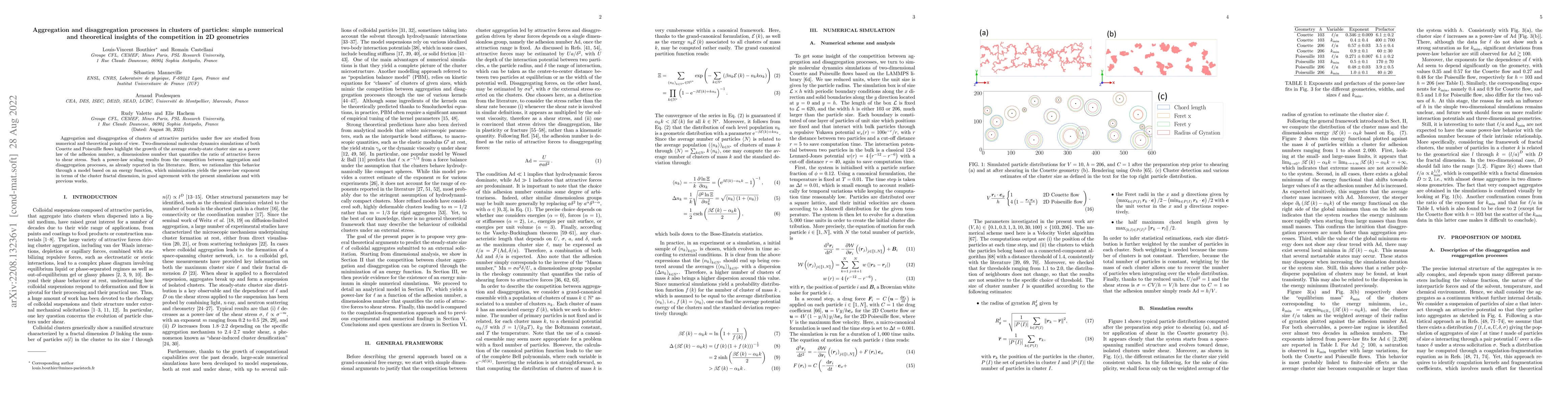 Thumbnail for Aggregation and disaggregation processes in clusters of particles:
  simple numerical and theoretical insights of the competition in 2D geometries