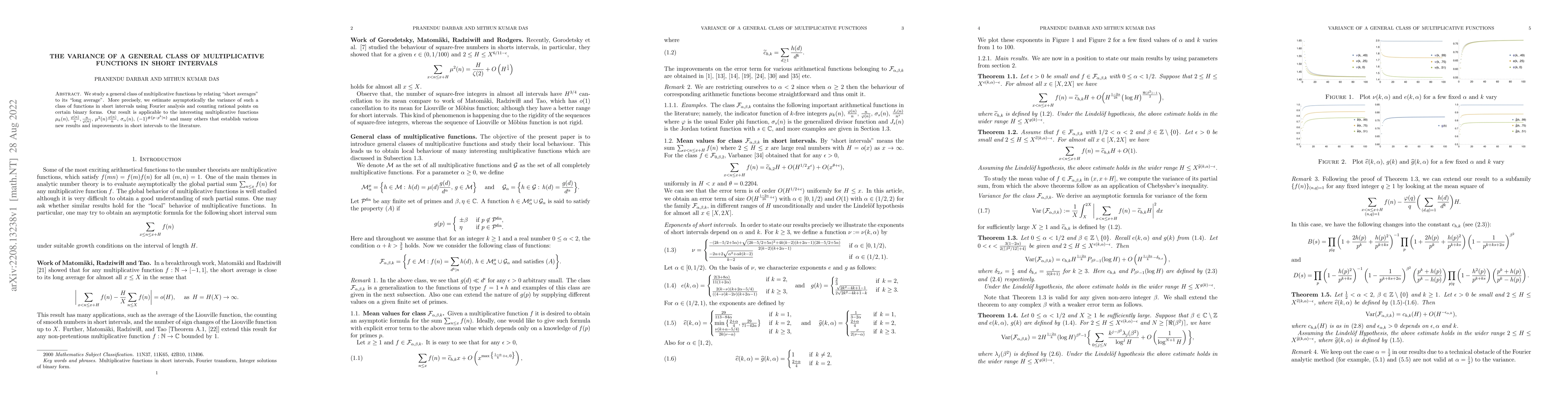 Thumbnail for The variance of a general class of multiplicative functions in short
  intervals