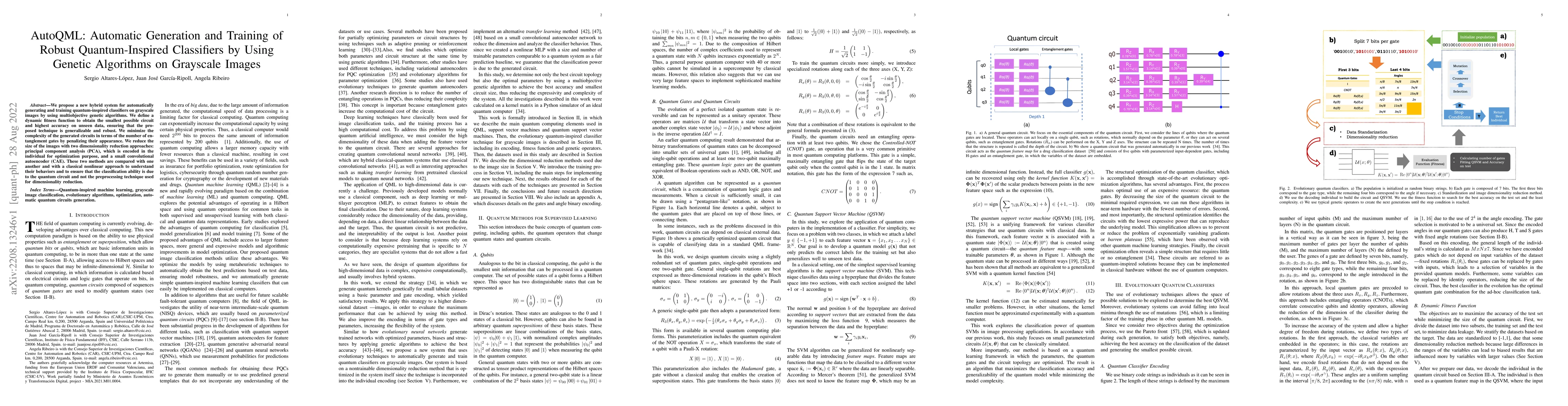 Thumbnail for AutoQML: Automatic Generation and Training of Robust Quantum-Inspired
  Classifiers by Using Genetic Algorithms on Grayscale Images