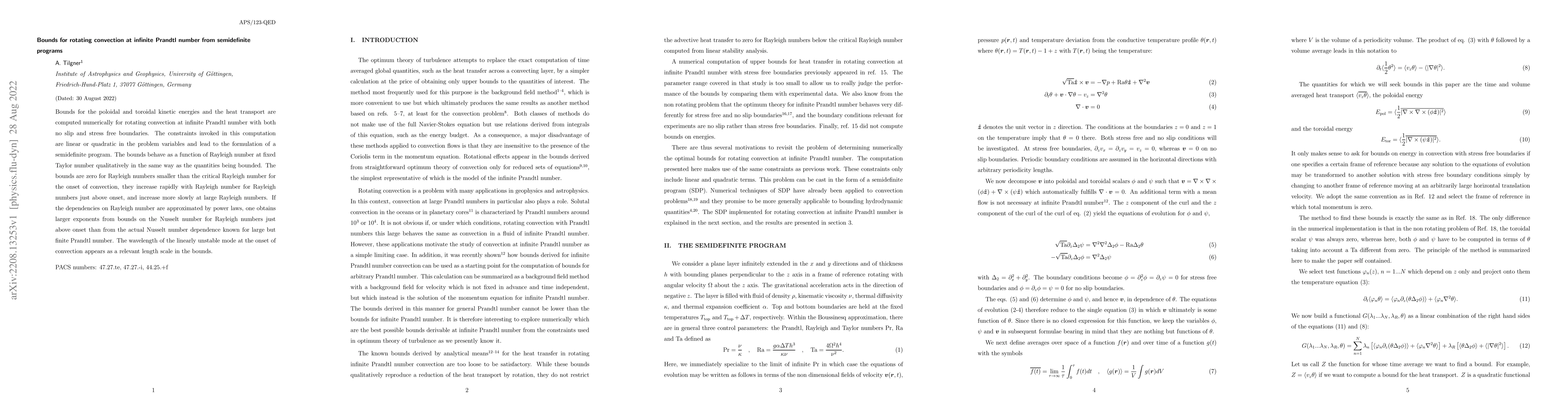 Thumbnail for Bounds for rotating convection at infinite Prandtl number from
  semidefinite programs