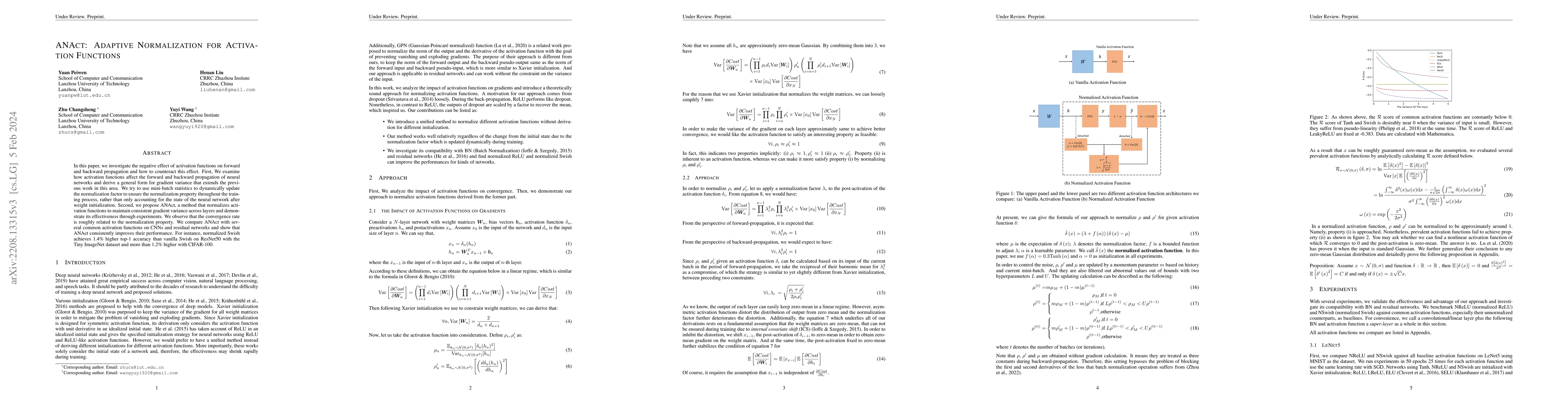 Thumbnail for ANAct: Adaptive Normalization for Activation Functions