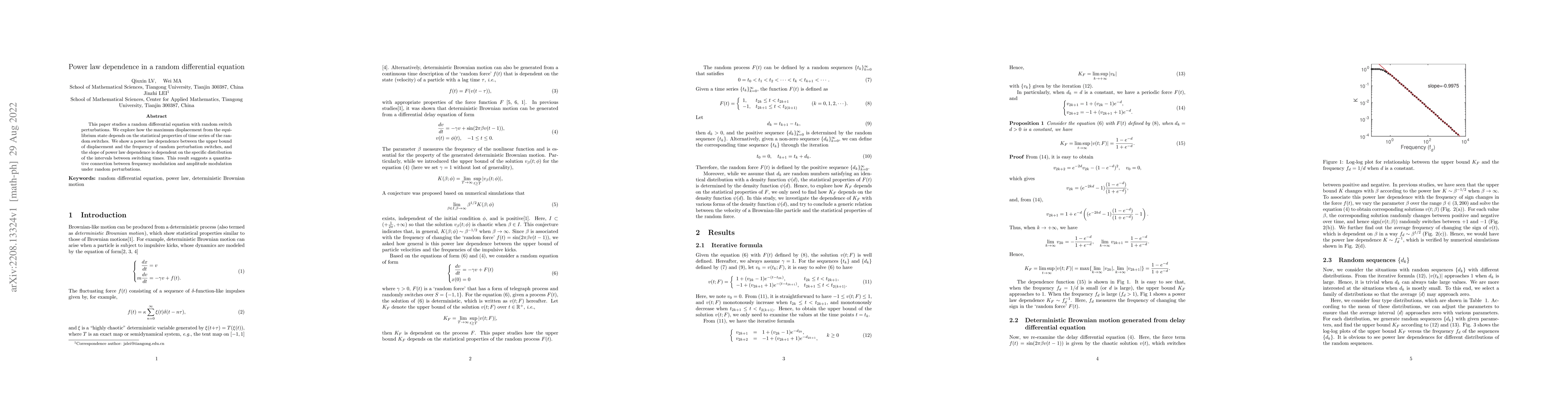 Thumbnail for Power law dependence in a random differential equation