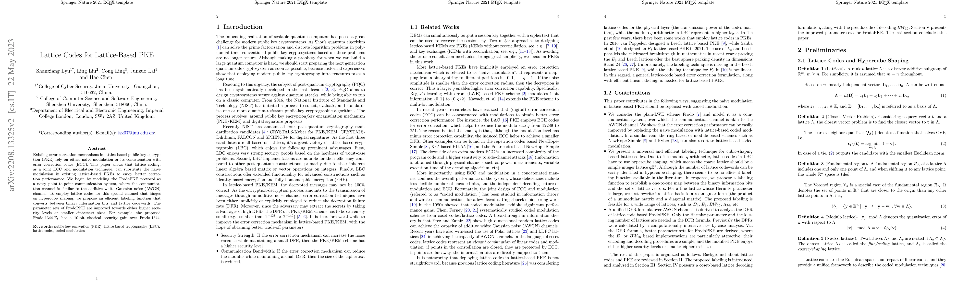 Thumbnail for Lattice Codes for Lattice-Based PKE