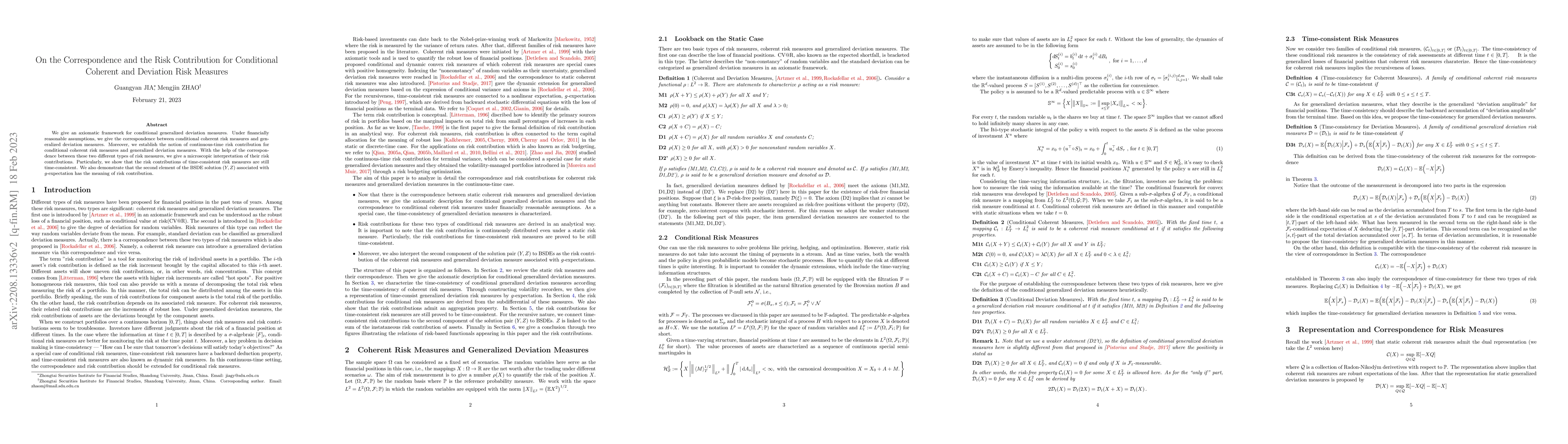 Thumbnail for On the Correspondence and the Risk Contribution for Conditional Coherent
  and Deviation Risk Measures