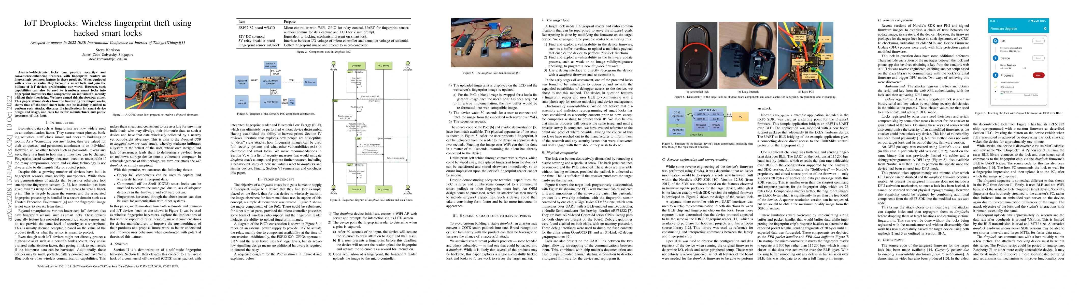 Thumbnail for IoT Droplocks: Wireless Fingerprint Theft Using Hacked Smart Locks