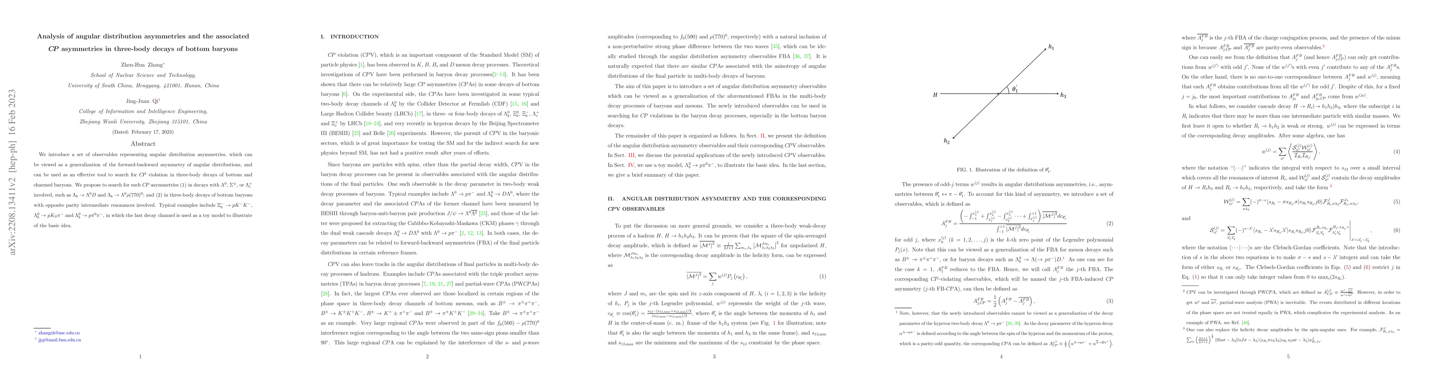 Thumbnail for Analysis of angular distribution asymmetries and the associated $C\!P$
  asymmetries in three-body decays of bottom baryons