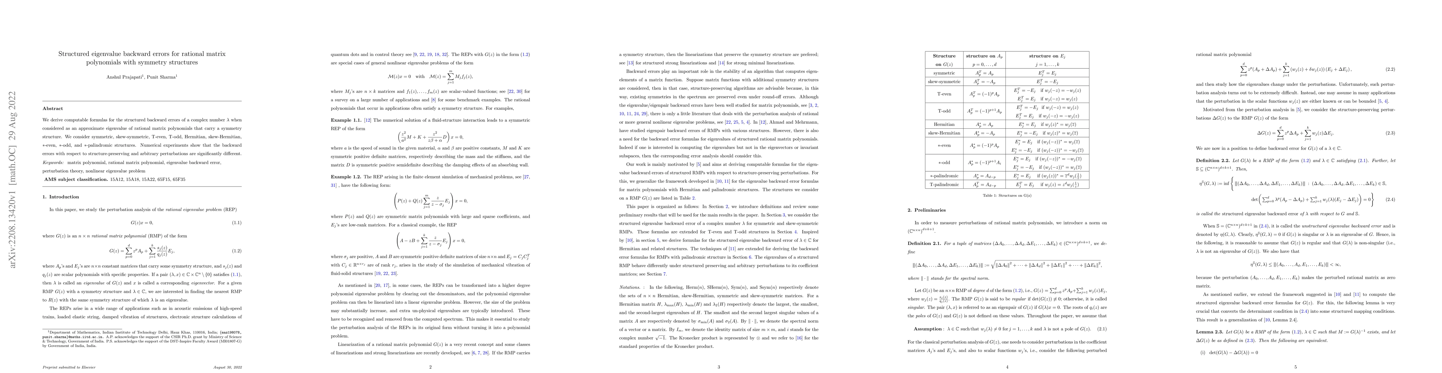 Thumbnail for Structured eigenvalue backward errors for rational matrix polynomials
  with symmetry structures