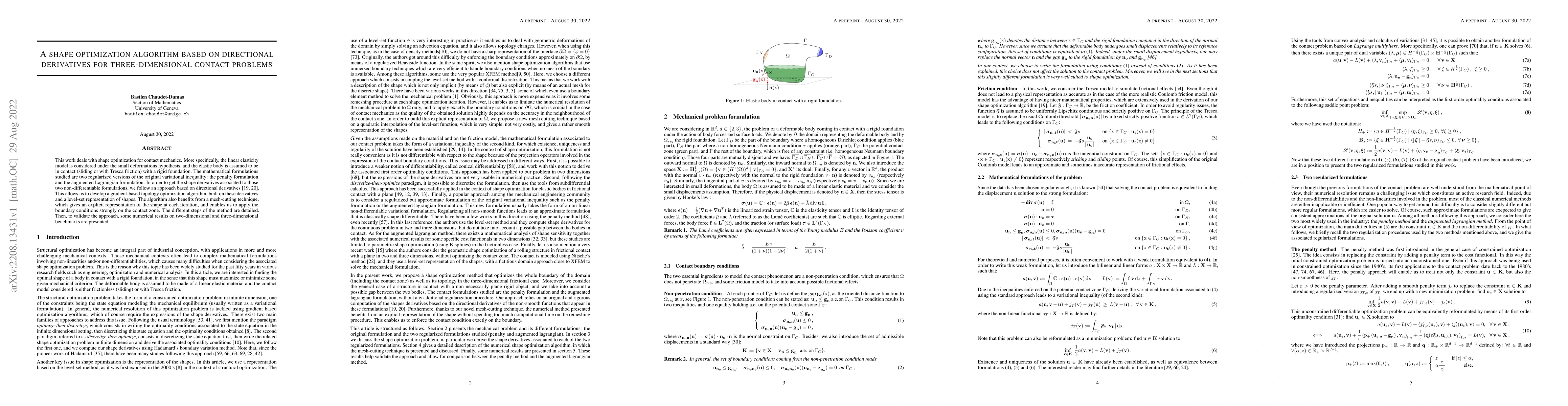 Thumbnail for A shape optimization algorithm based on directional derivatives for
  three-dimensional contact problems