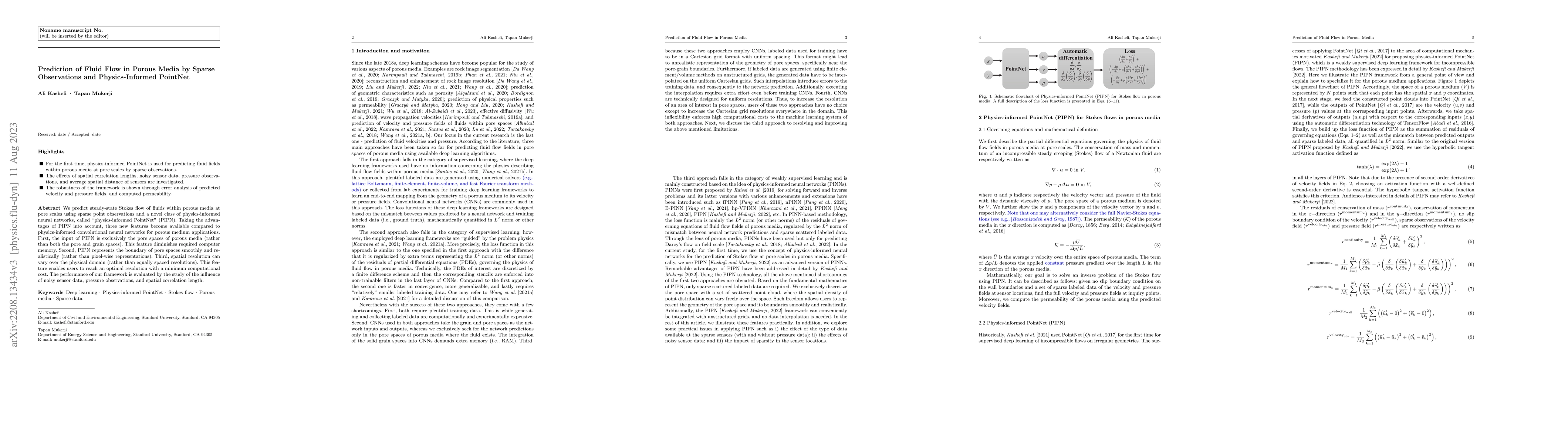 Thumbnail for Prediction of fluid flow in porous media by sparse observations and
  physics-informed PointNet