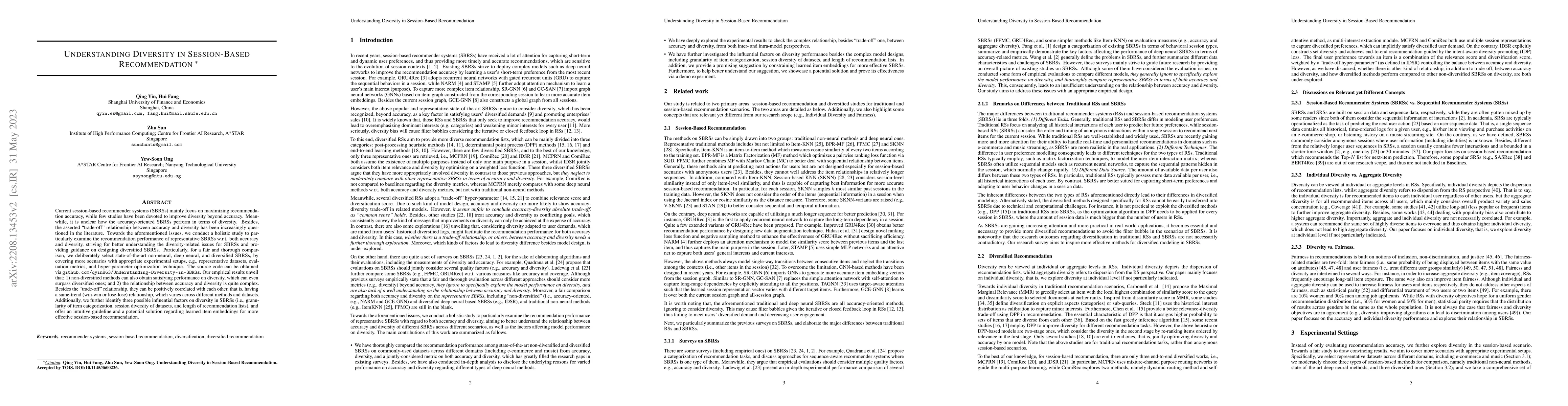 Thumbnail for Understanding Diversity in Session-Based Recommendation
