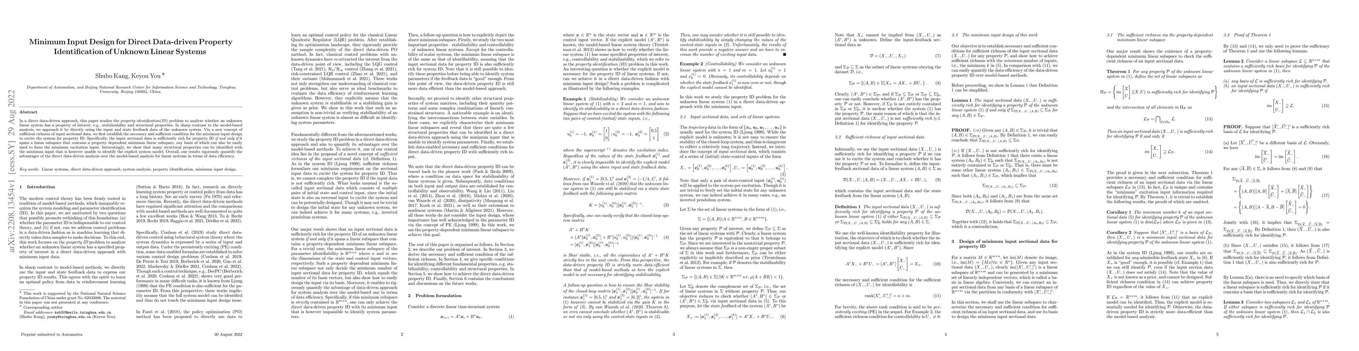 Thumbnail for Minimum Input Design for Direct Data-driven Property Identification of
  Unknown Linear Systems
