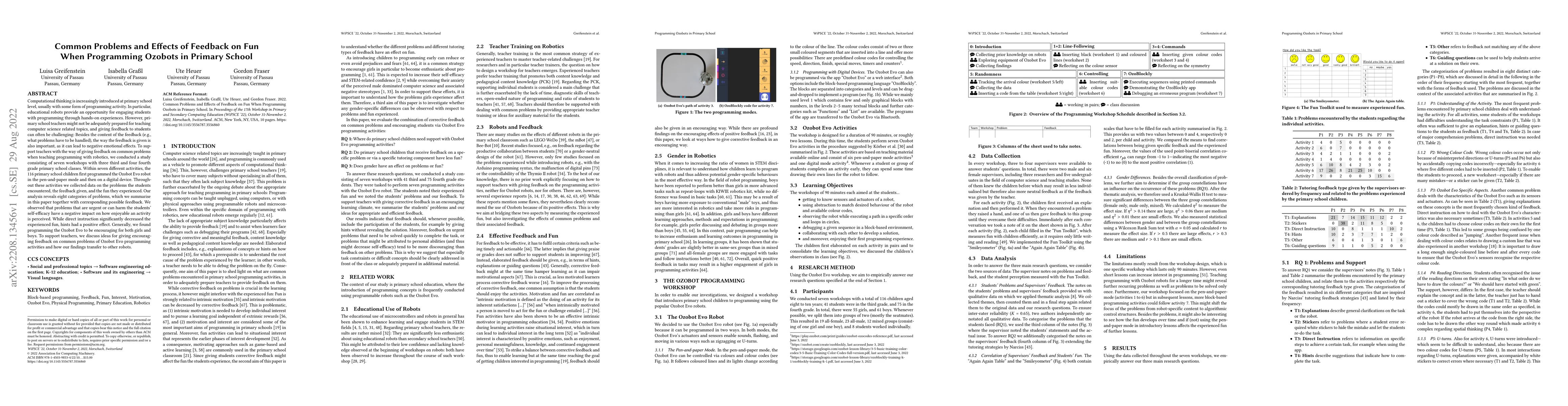 Thumbnail for Common Problems and Effects of Feedback on Fun When Programming Ozobots
  in Primary School