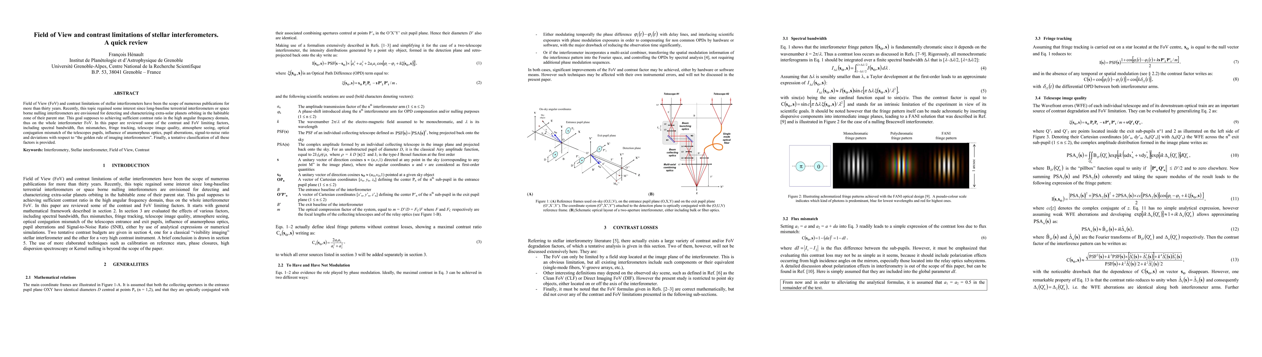 Thumbnail for Field of View and contrast limitations of stellar interferometers. A
  quick review
