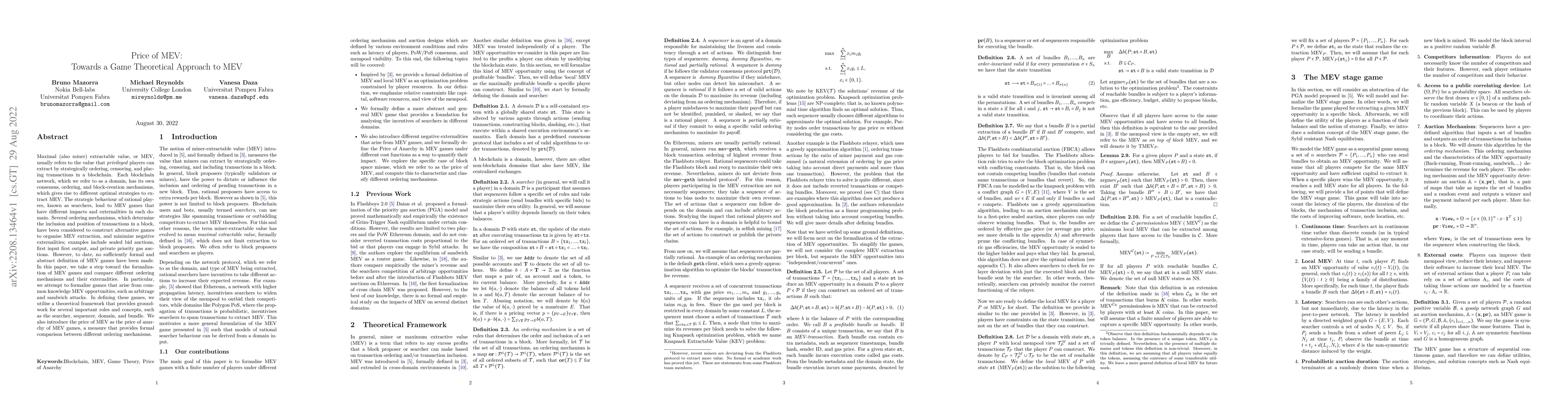 Thumbnail for Price of MEV: Towards a Game Theoretical Approach to MEV