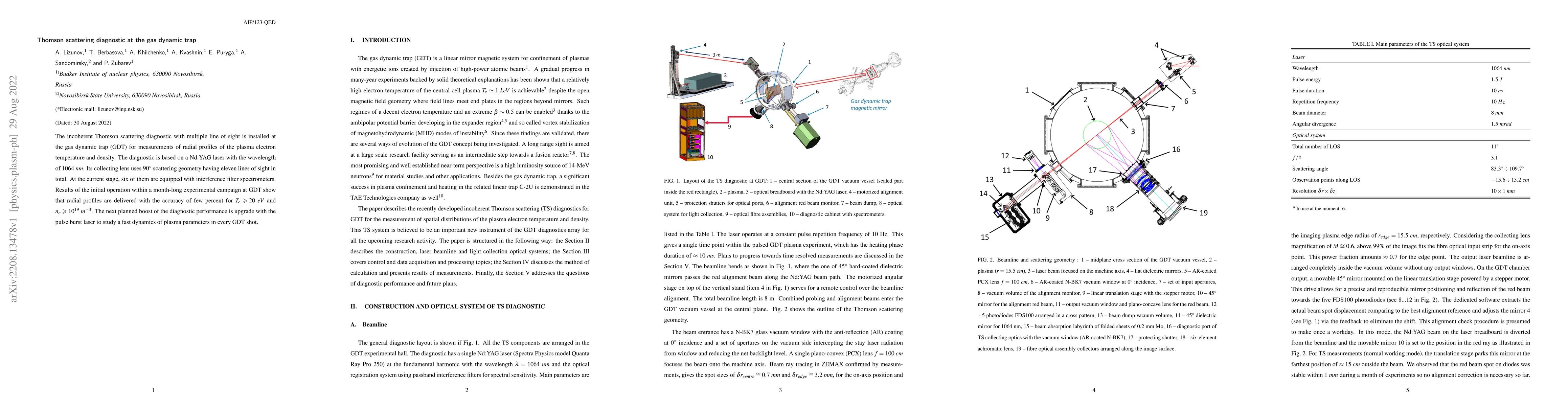 Thumbnail for Thomson scattering diagnostic at the gas dynamic trap